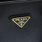 Prada Saffiano 2-Way Mini Bag Black Leather Gold — view 6