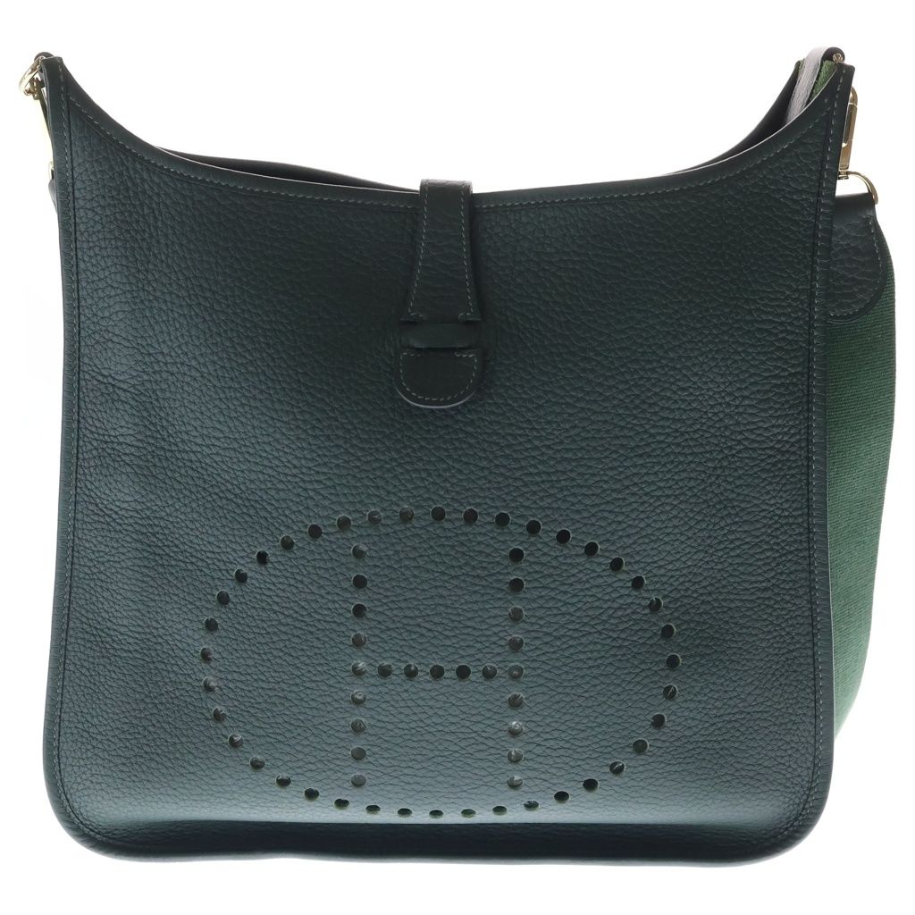 Hermes Evelyne Shoulder Bag Green Taurillon Gold