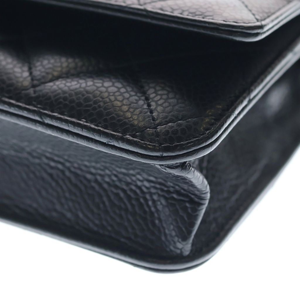 Chanel Classic Chain Wallet Shoulder Bag Black Caviar Leather Silver — view 5