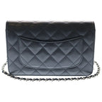 Chanel Classic Chain Wallet Shoulder Bag Black Caviar Leather Silver — view 2