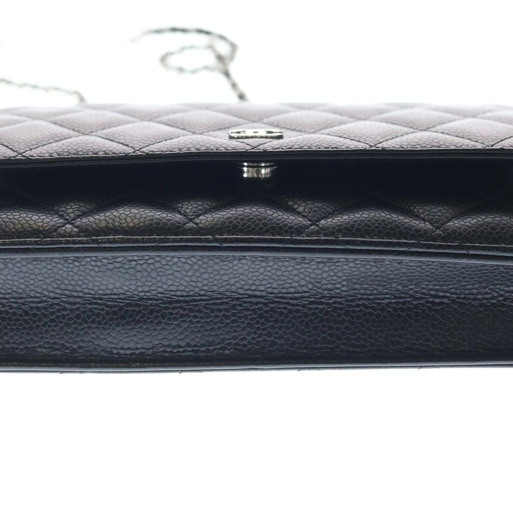 Chanel Classic Chain Wallet Shoulder Bag Black Caviar Leather Silver — view 4