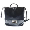 Fendi Baguette FF Logo Backpack Black Leather Gold