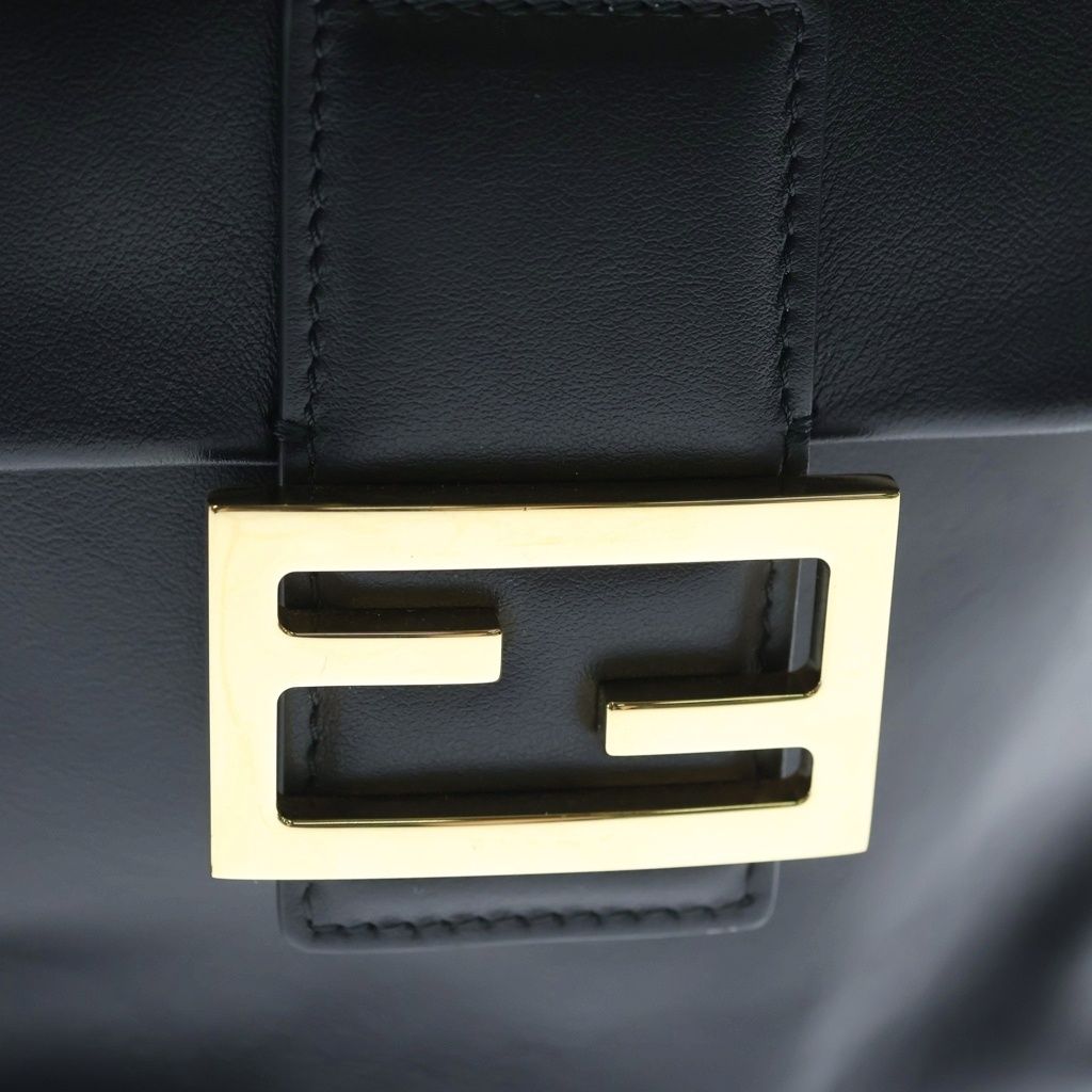 Fendi Baguette FF Logo Backpack Black Leather Gold — view 6