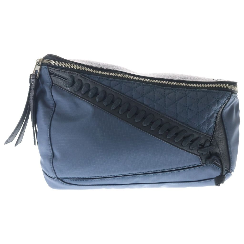 Loewe Puzzle Sling Bag Blue Black Leather Nylon Silver