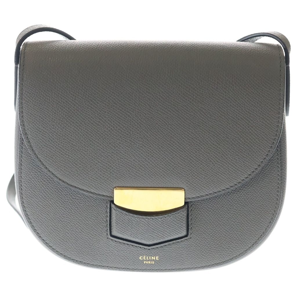 Celine Trotter Shoulder Bag Gray Leather Gold