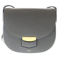 Celine Trotter Shoulder Bag Gray Leather Gold