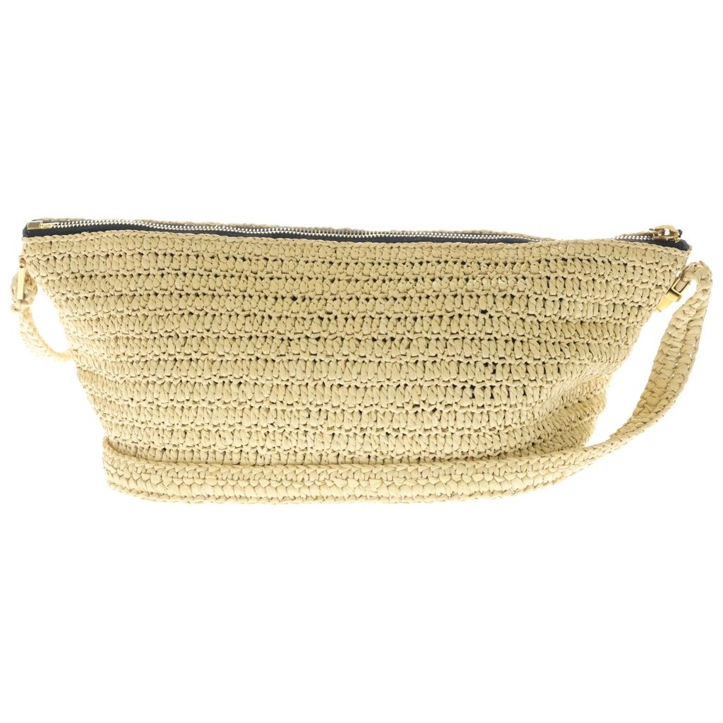 Saint Laurent Paris Raffia Cross Belt Bag Basket Beige Gold — view 2