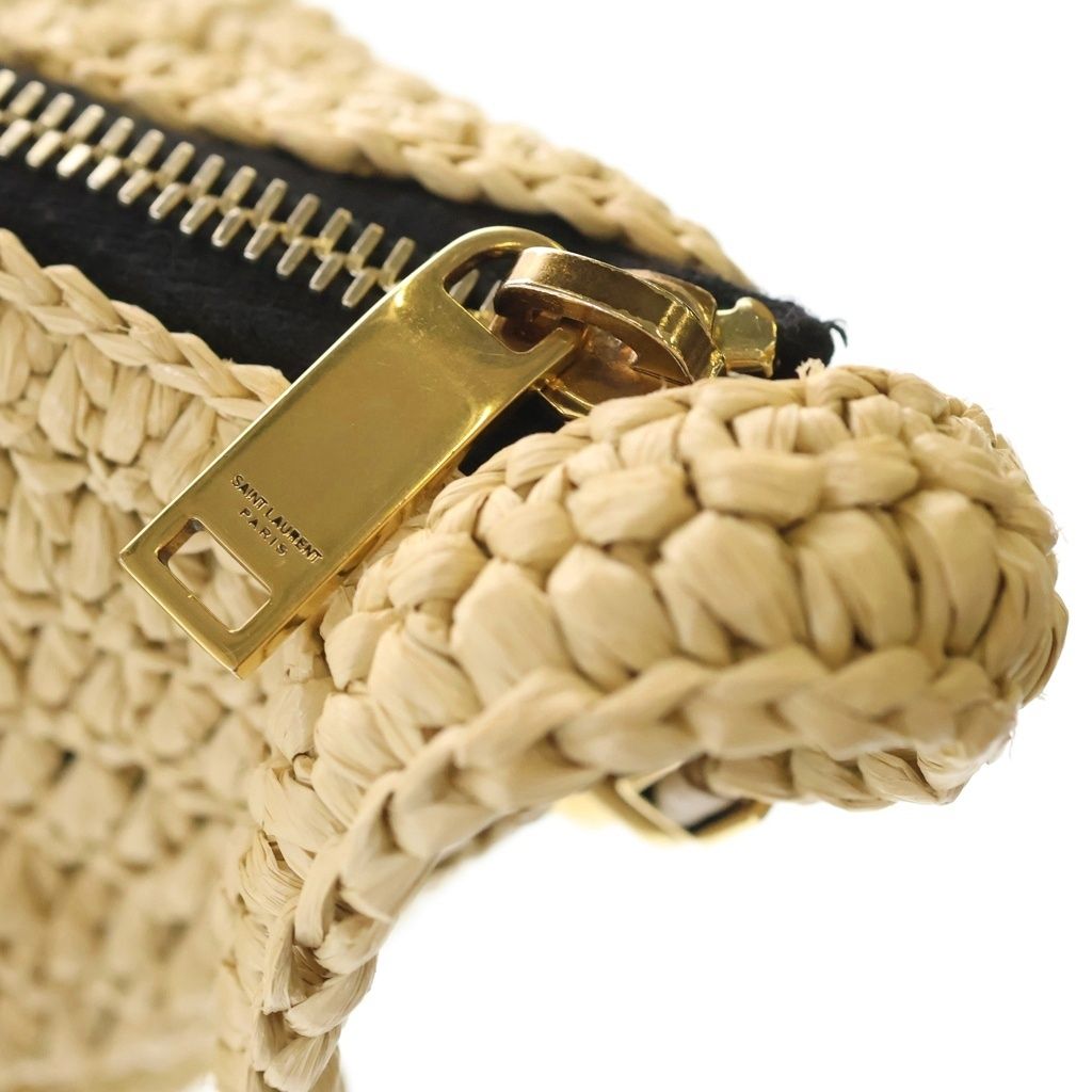 Saint Laurent Paris Raffia Cross Belt Bag Basket Beige Gold — view 7