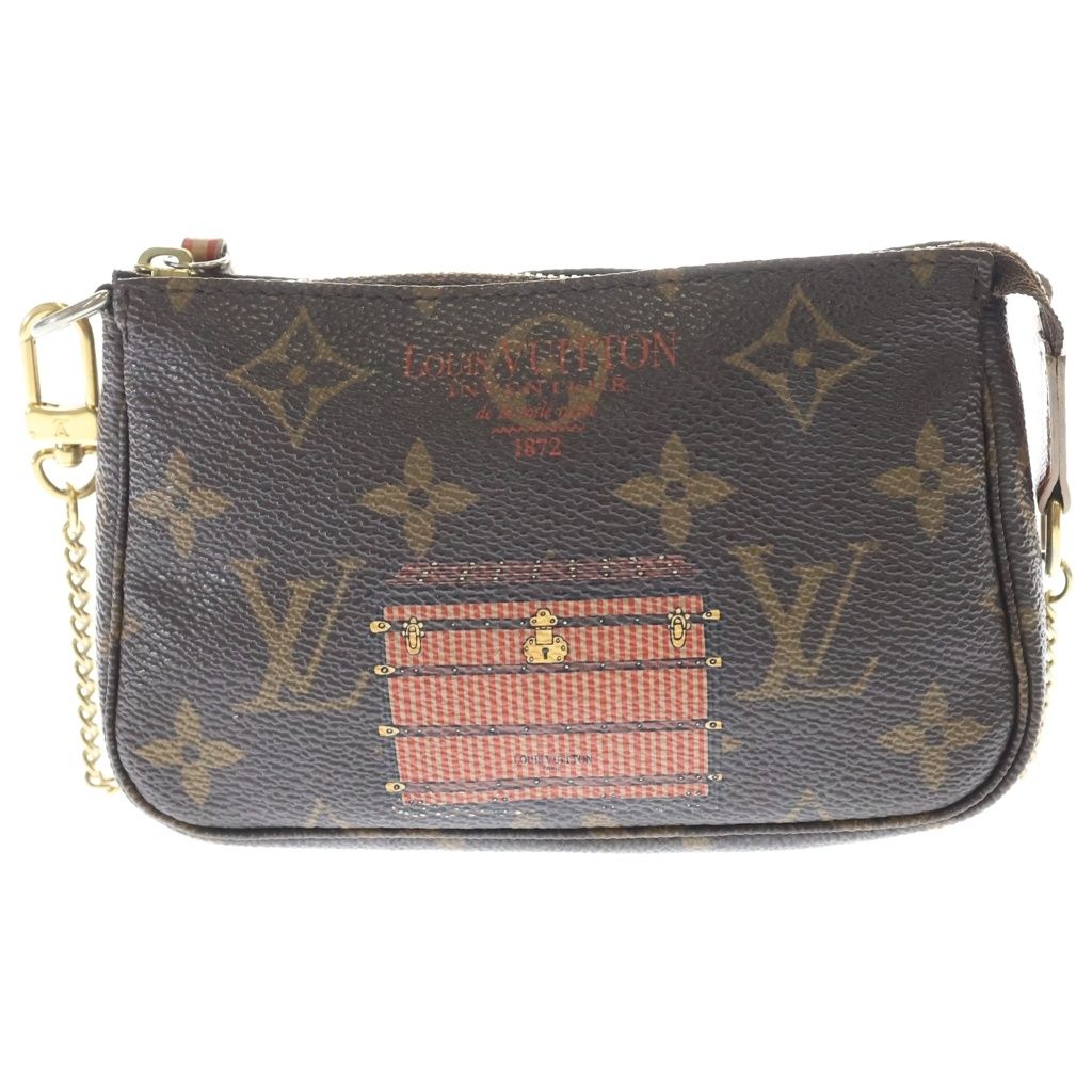 Louis Vuitton Monogram Mini Pochette Trunk & Lock Pouch Case Brown Gold
