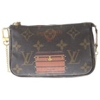 Louis Vuitton Monogram Mini Pochette Trunk & Lock Pouch Case Brown Gold