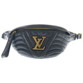 Louis Vuitton New Wave Leather Bum Body Waist Bag Pouch Black