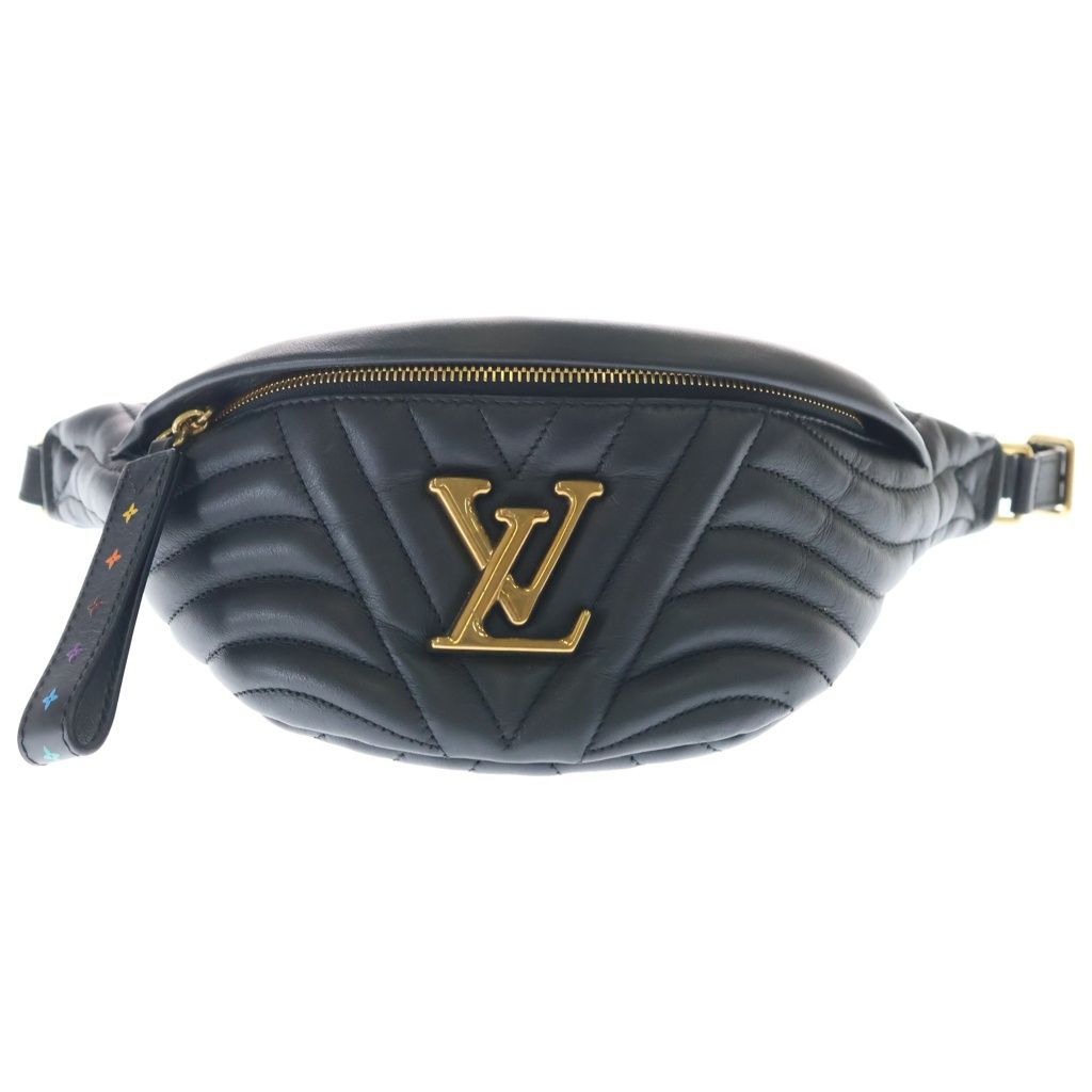 Louis Vuitton New Wave Leather Bum Body Waist Bag Pouch Black
