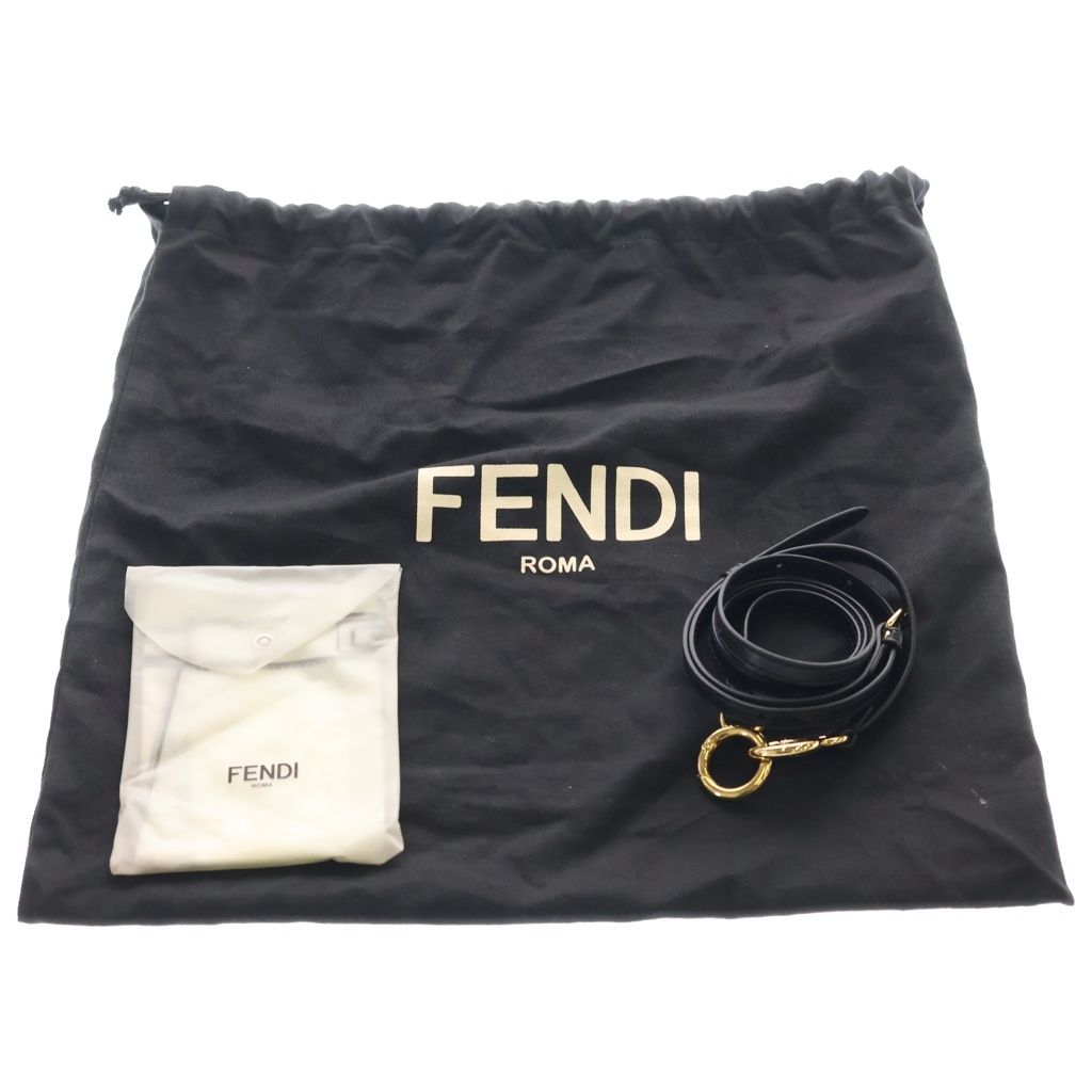 Fendi Peekaboo Leather Gold 2-Way Shoulder Bag Black — view 9