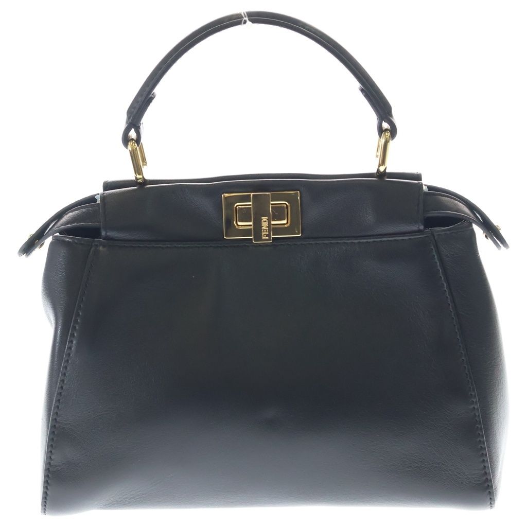 Fendi Peekaboo Leather Gold 2-Way Shoulder Bag Black — view 2