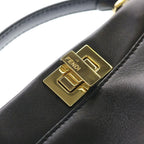 Fendi Peekaboo Leather Gold 2-Way Shoulder Bag Black — view 6