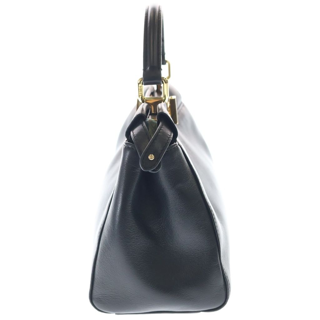 Fendi Peekaboo Leather Gold 2-Way Shoulder Bag Black — view 3