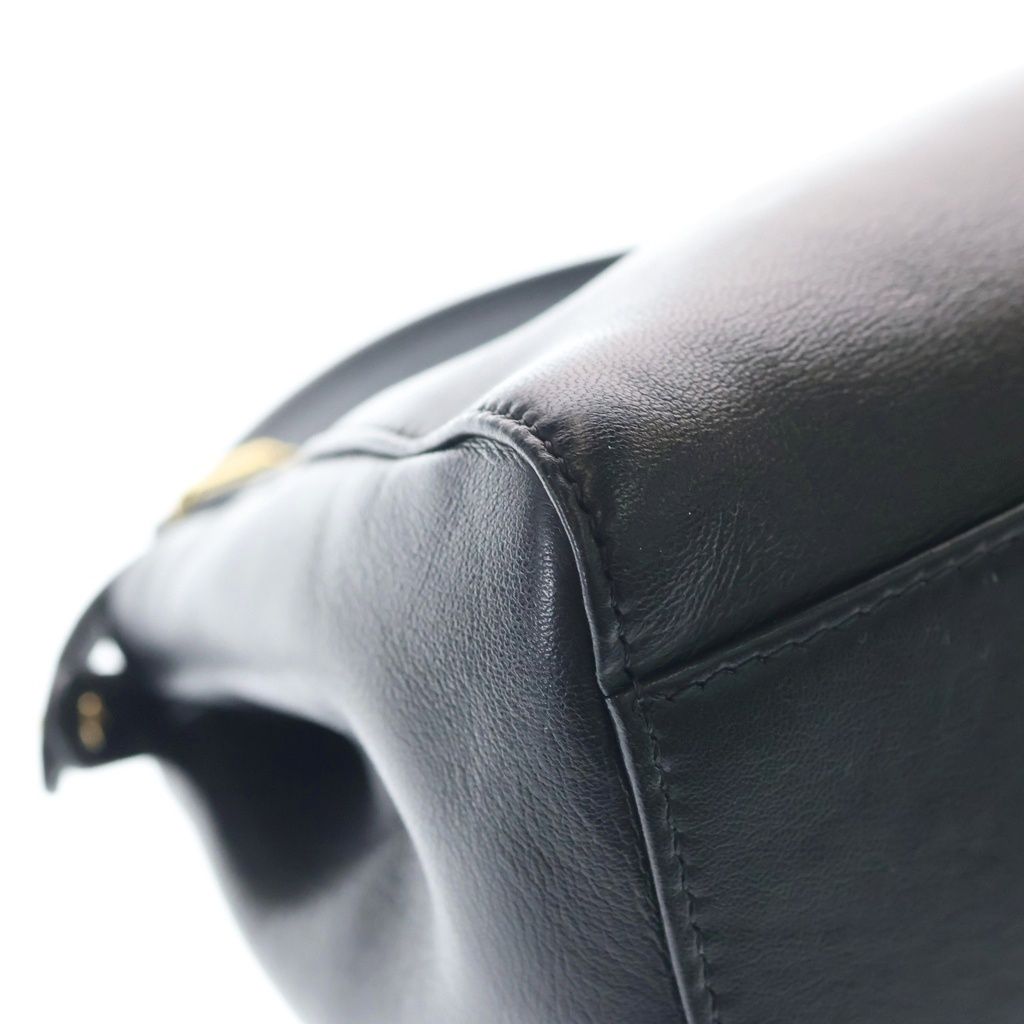 Fendi Peekaboo Leather Gold 2-Way Shoulder Bag Black — view 5