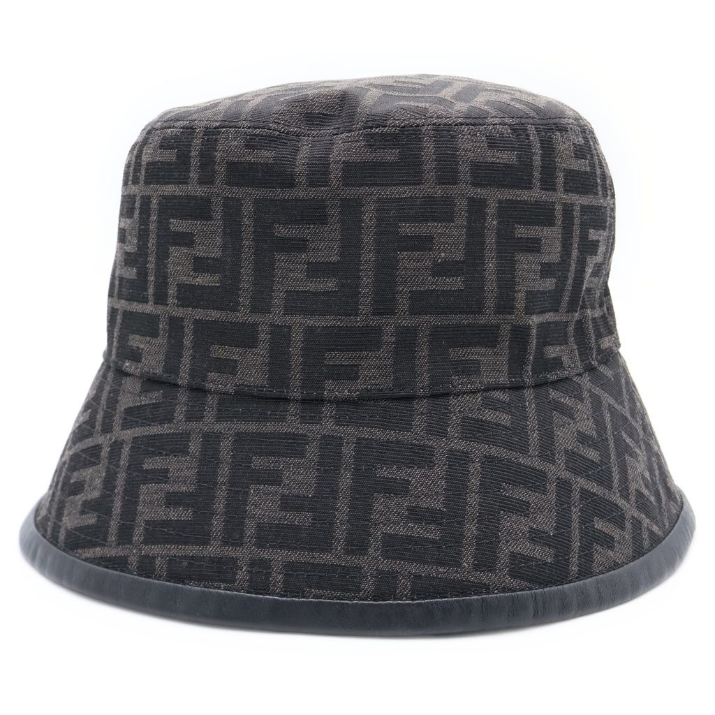 Fendi Zucca Pattern FF Logo Bucket Hat Brown