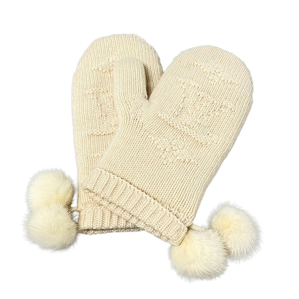 Louis Vuitton Gloves 23 Ivory Mittens Cashmere