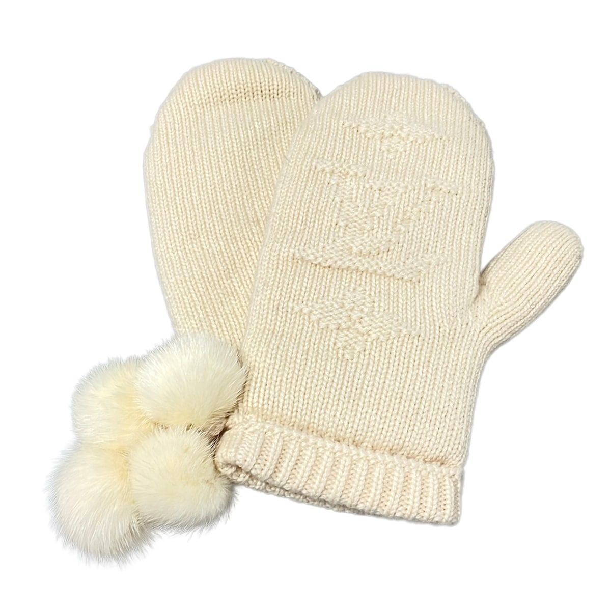 Louis Vuitton Gloves 23 Ivory Mittens Cashmere — view 6
