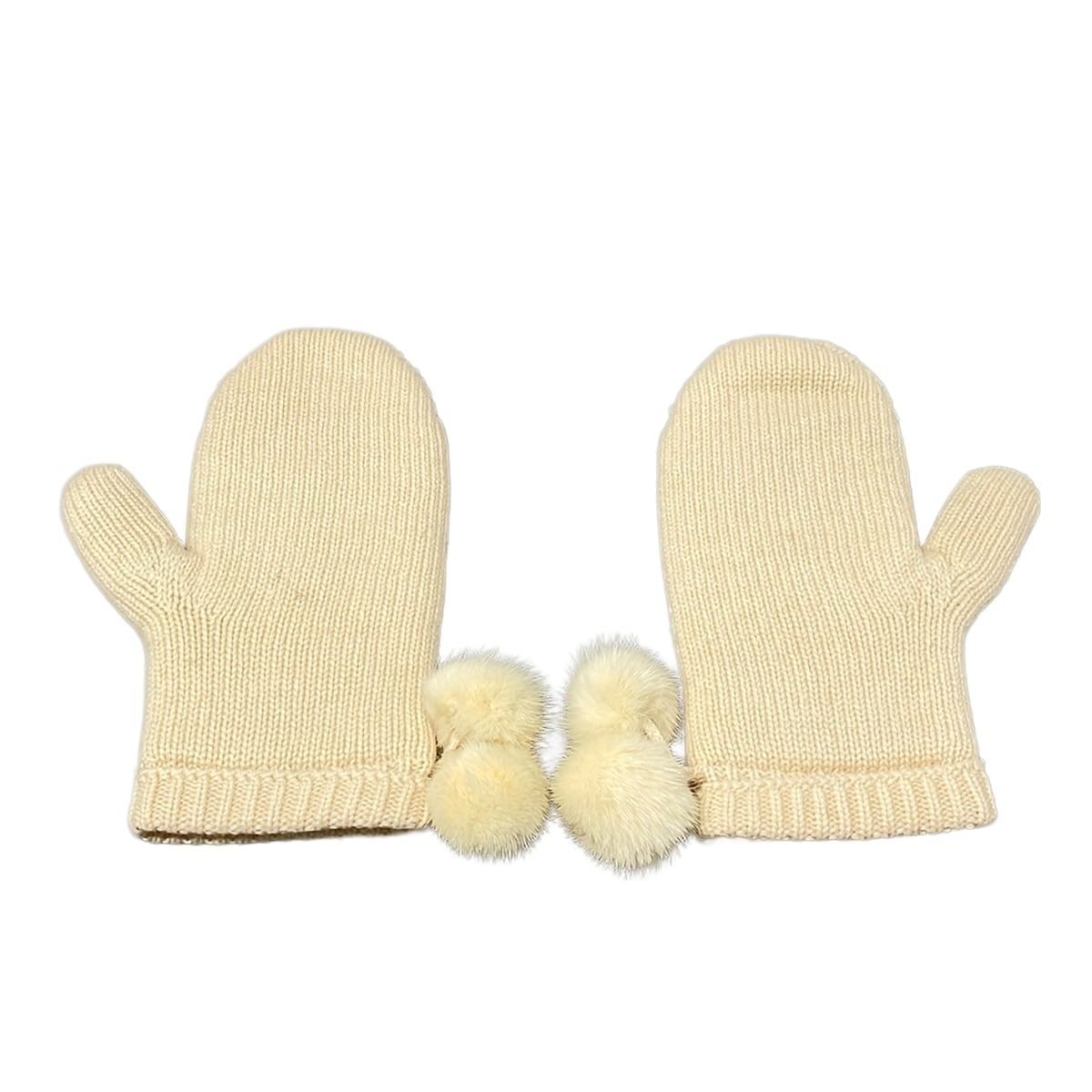 Louis Vuitton Gloves 23 Ivory Mittens Cashmere — view 3