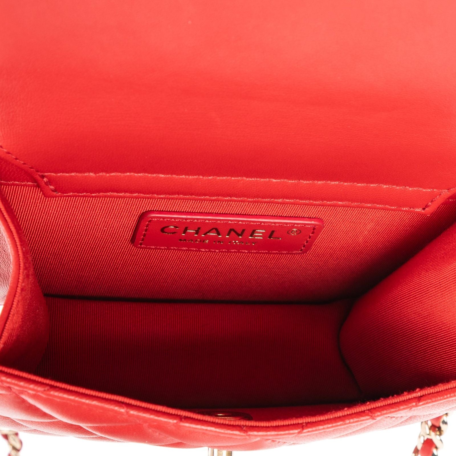 Chanel Mini Back to Flap Chain Red Quilted Lambskin Leather
