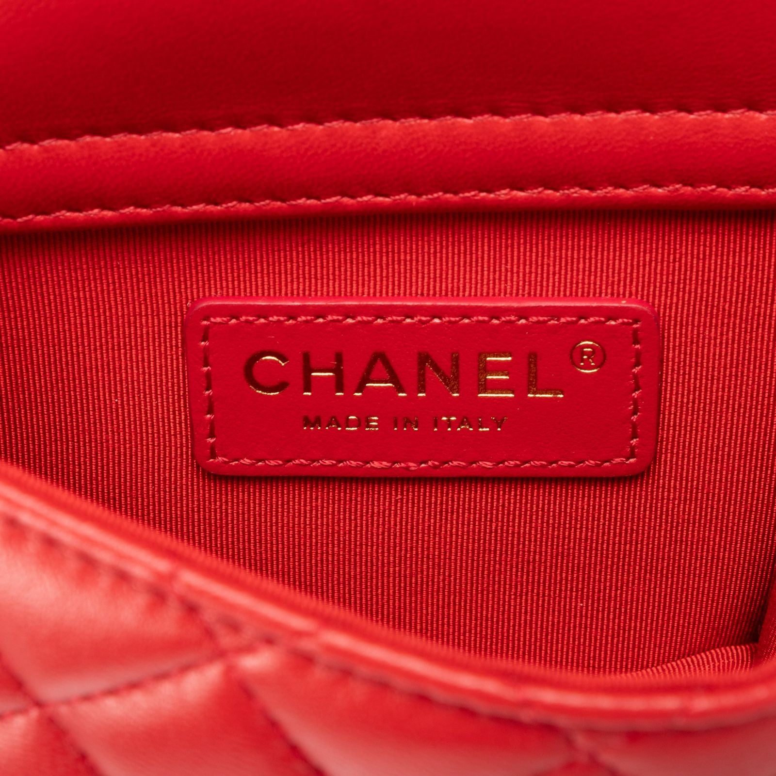 Chanel Mini Back to Flap Chain Red Quilted Lambskin Leather — view 2