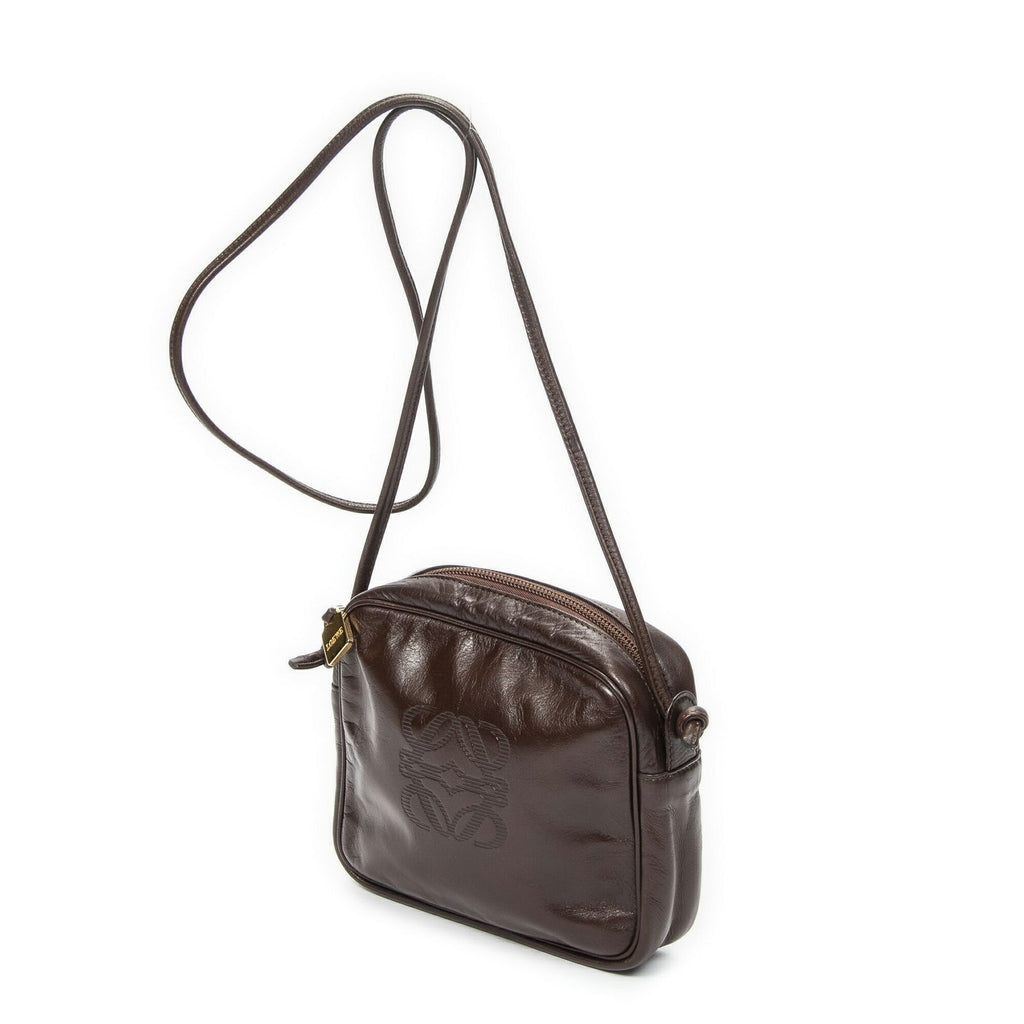 Loewevintage Anagram Crossbody Brown Calfskin Leather — view 2
