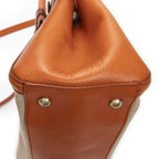 Prada Medium Top Handle Tote Orange Beige Woven Canvas — view 8