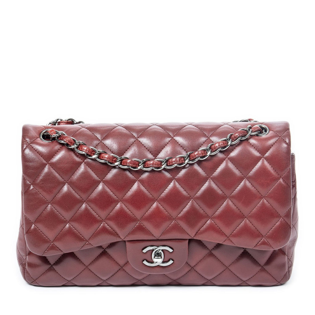 Chanel Maxi Quilted Double Flap Red Lambskin Leather