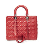 Dior Large Lady Dior Zip Red Canada Lambskin Leather Handbag — view 5