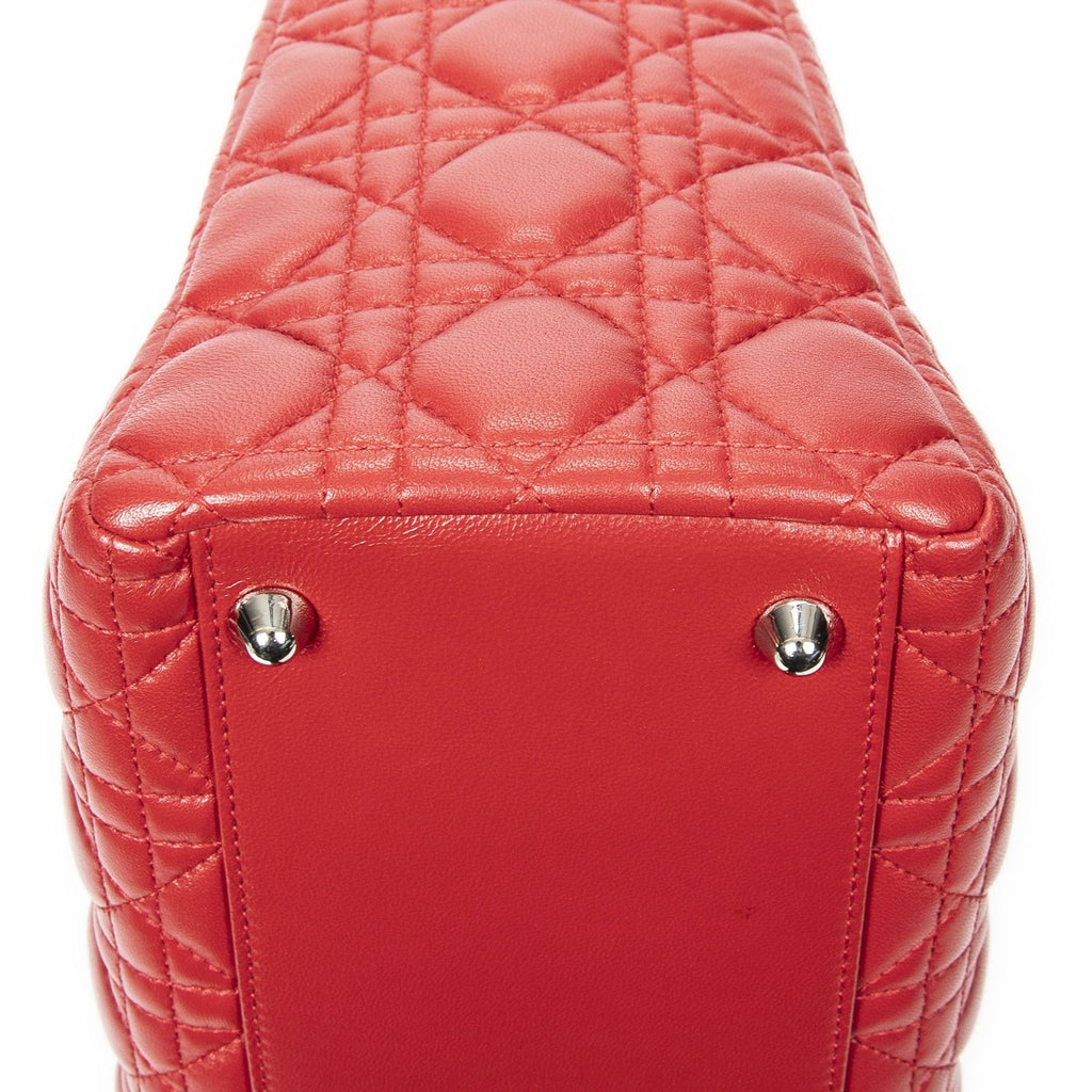 Dior Large Lady Dior Zip Red Canada Lambskin Leather Handbag — view 8