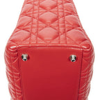 Dior Large Lady Dior Zip Red Canada Lambskin Leather Handbag — view 8