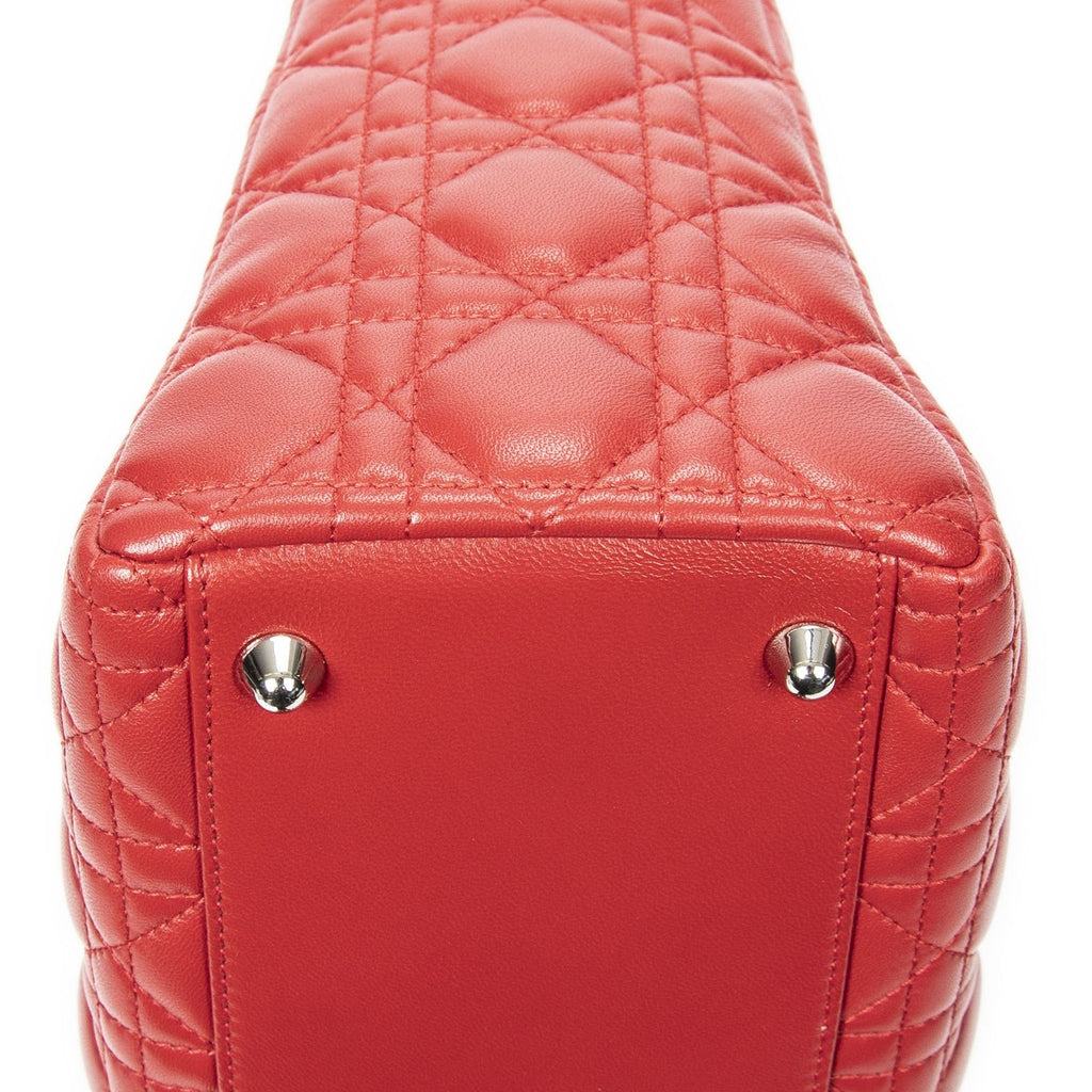 Dior Large Lady Dior Zip Red Canada Lambskin Leather Handbag — view 7