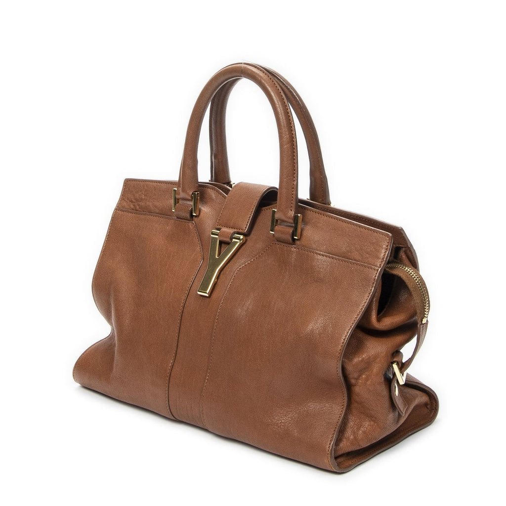 Saint Laurent Small Classic Cabas Brown Calfskin Leather Handbag — view 2