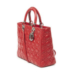 Dior Large Lady Dior Zip Red Canada Lambskin Leather Handbag — view 2