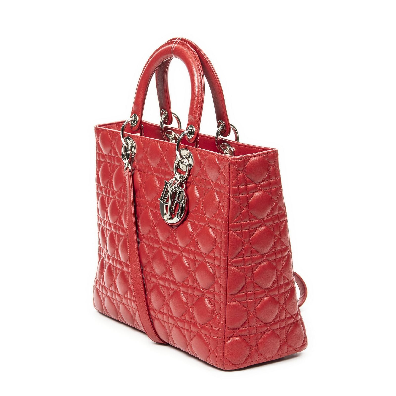 Dior Large Lady Dior Zip Red Canada Lambskin Leather Handbag — view 2