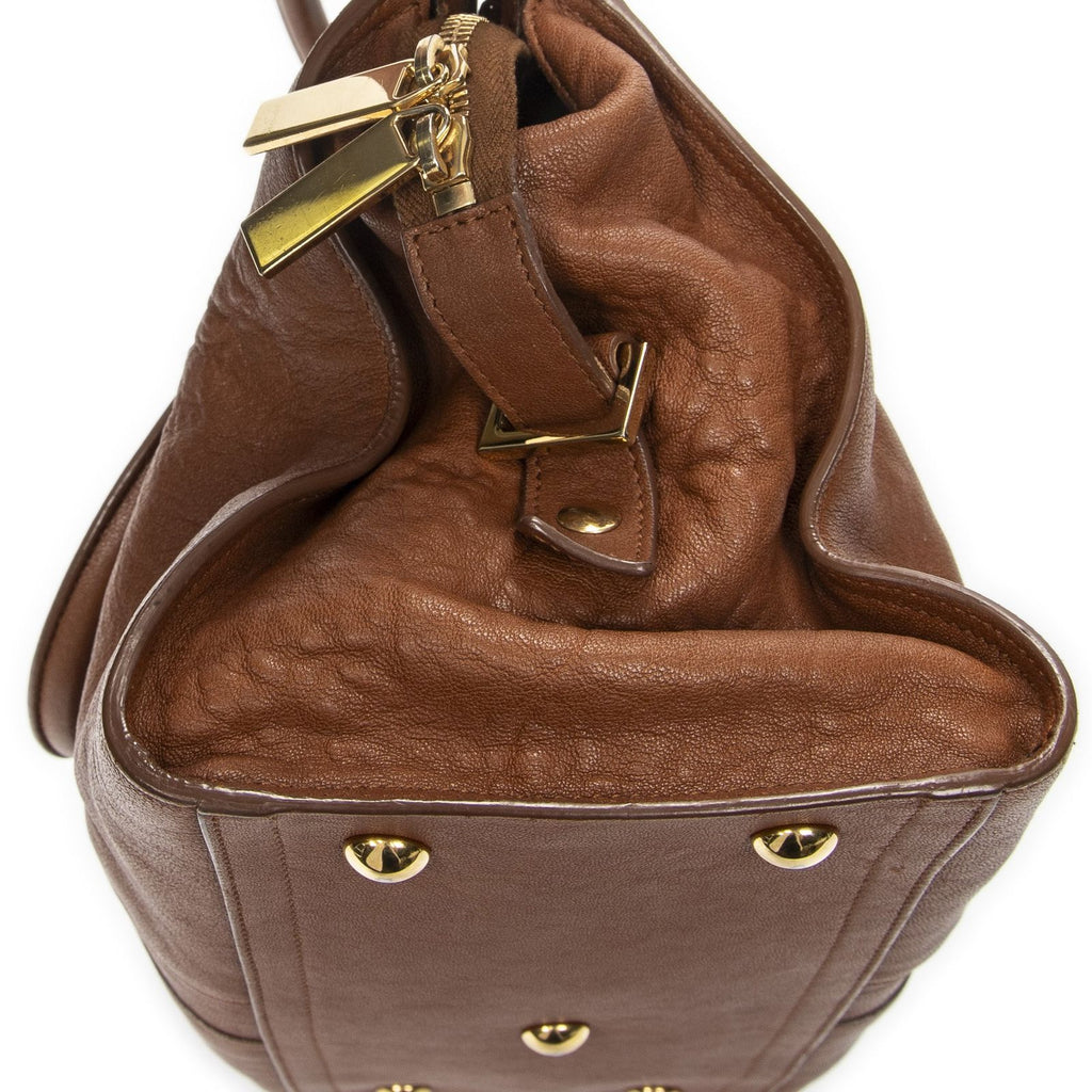 Saint Laurent Small Classic Cabas Brown Calfskin Leather Handbag — view 7