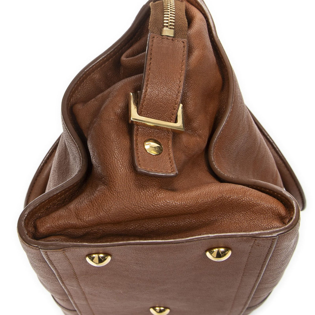 Saint Laurent Small Classic Cabas Brown Calfskin Leather Handbag — view 8