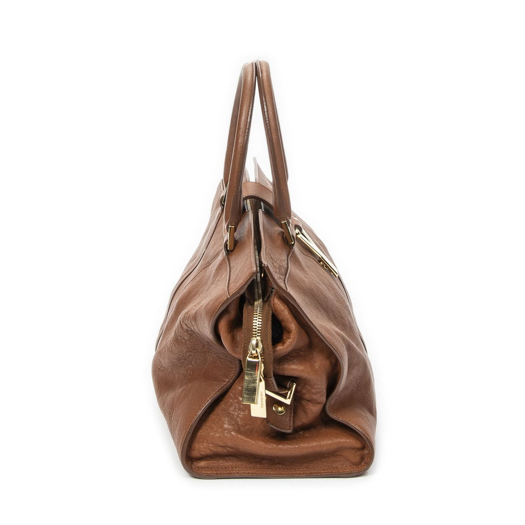 Saint Laurent Small Classic Cabas Brown Calfskin Leather Handbag — view 4