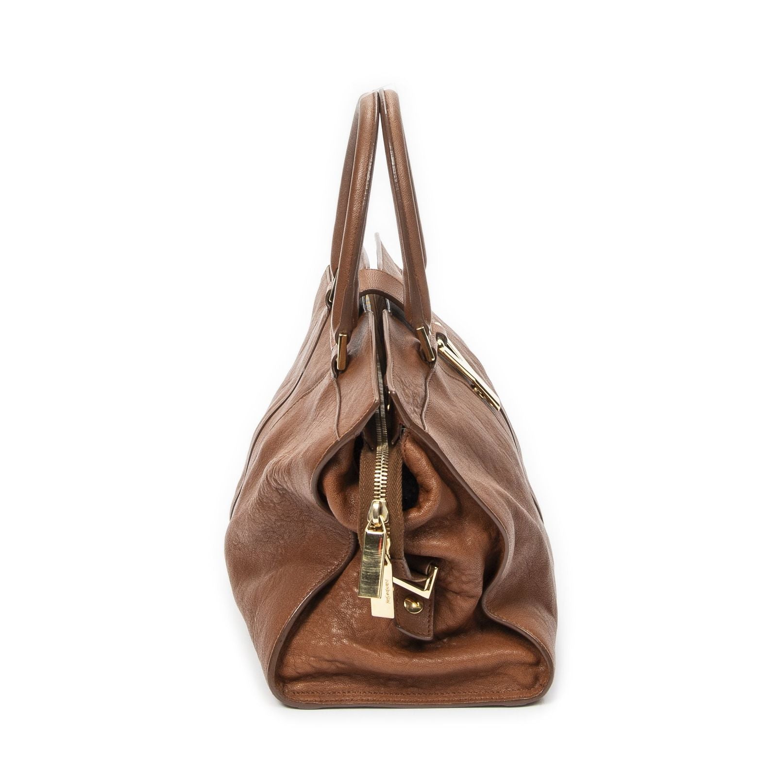 Saint Laurent Small Classic Cabas Brown Calfskin Leather Handbag — view 4