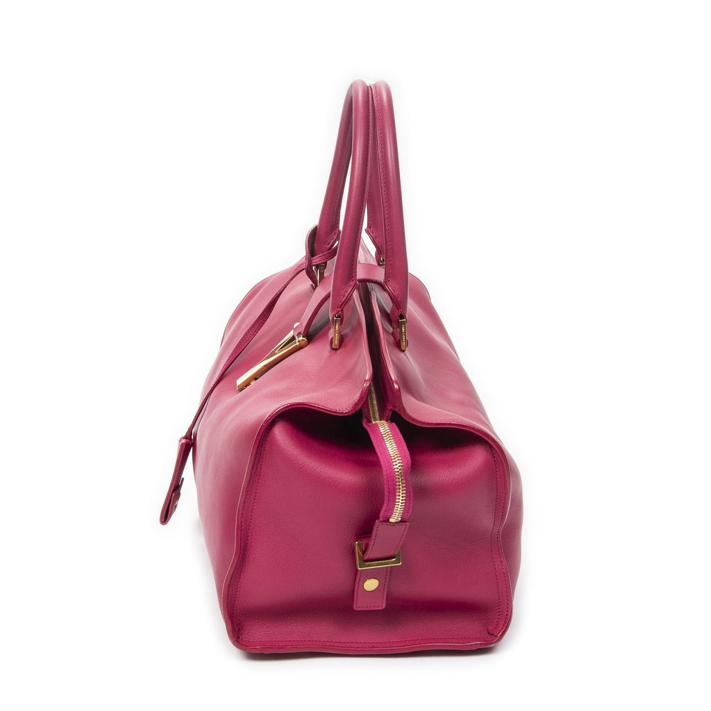Saint Laurent Classic Cabas Fuchsia Calfskin Leather Handbag — view 3