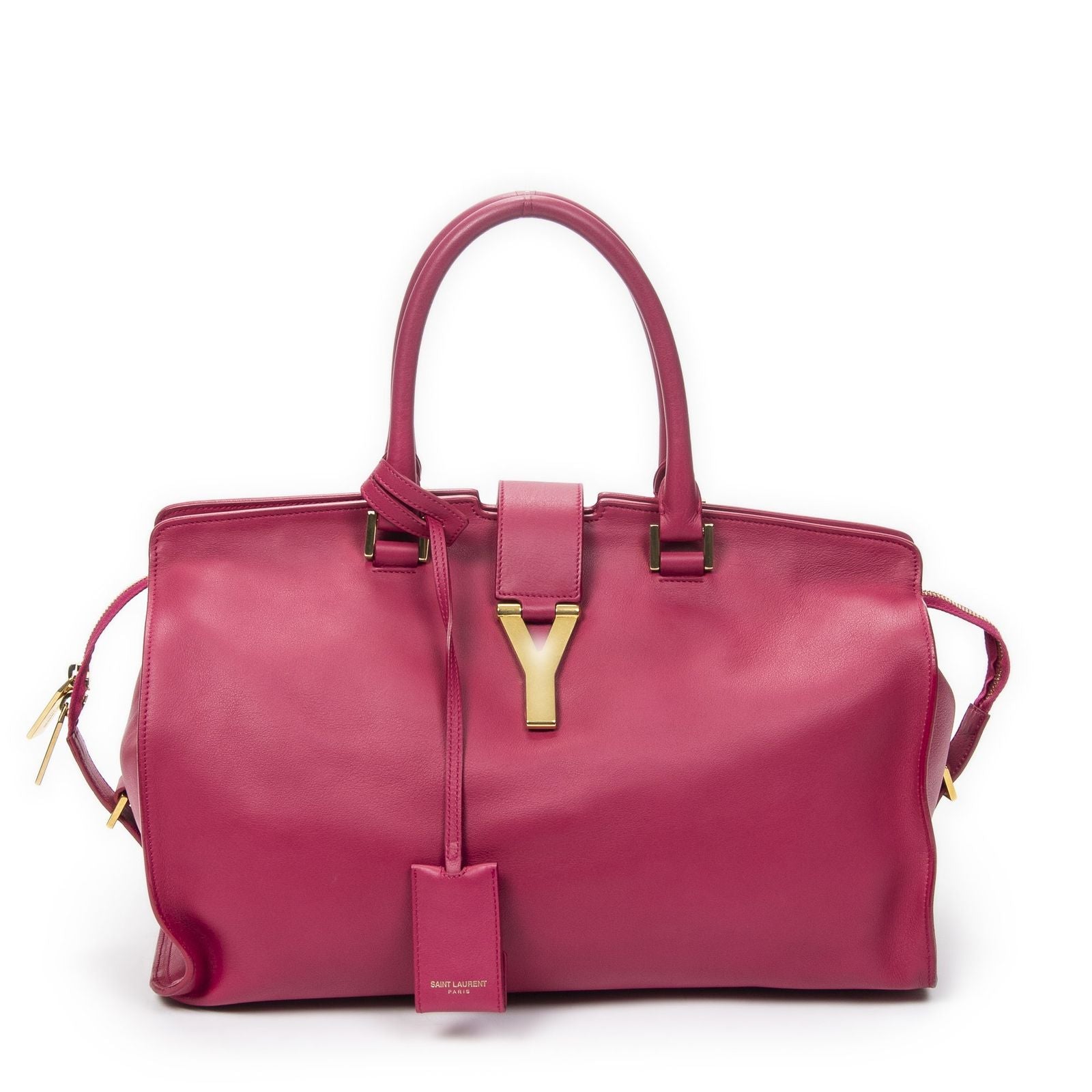 Saint Laurent Classic Cabas Fuchsia Calfskin Leather Handbag