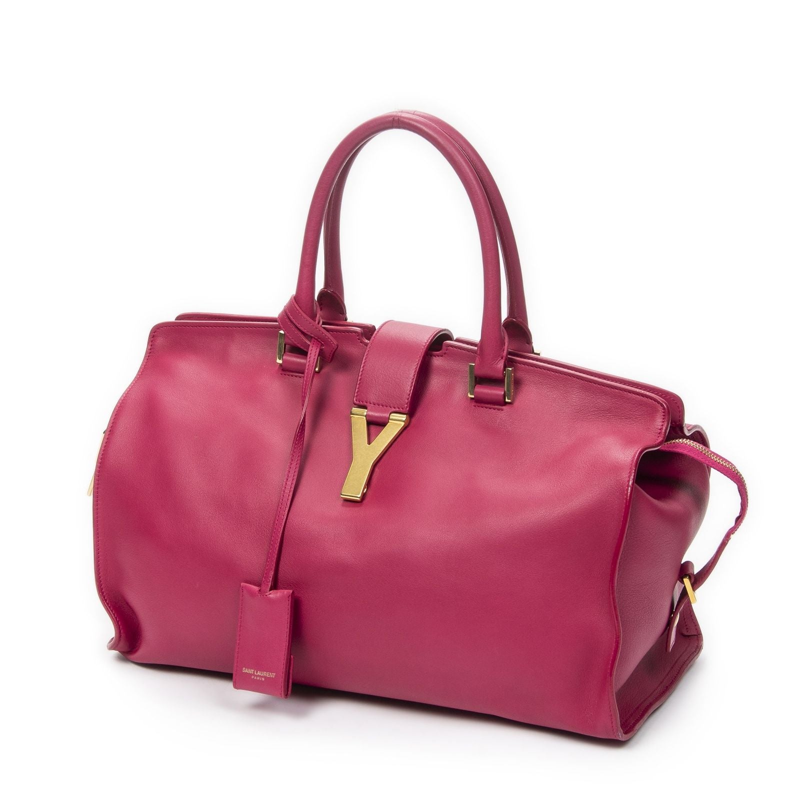 Saint Laurent Classic Cabas Fuchsia Calfskin Leather Handbag — view 2