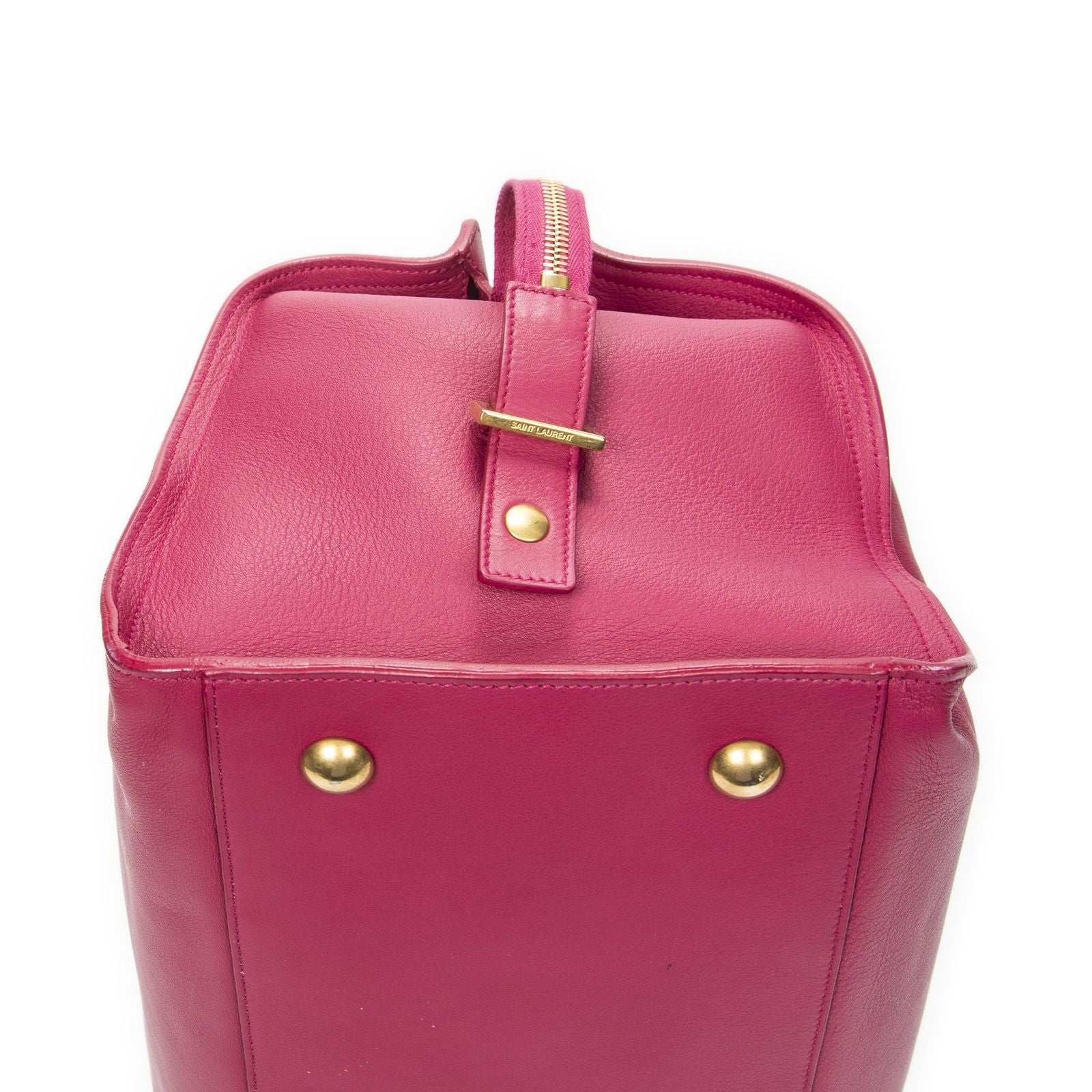 Saint Laurent Classic Cabas Fuchsia Calfskin Leather Handbag — view 8