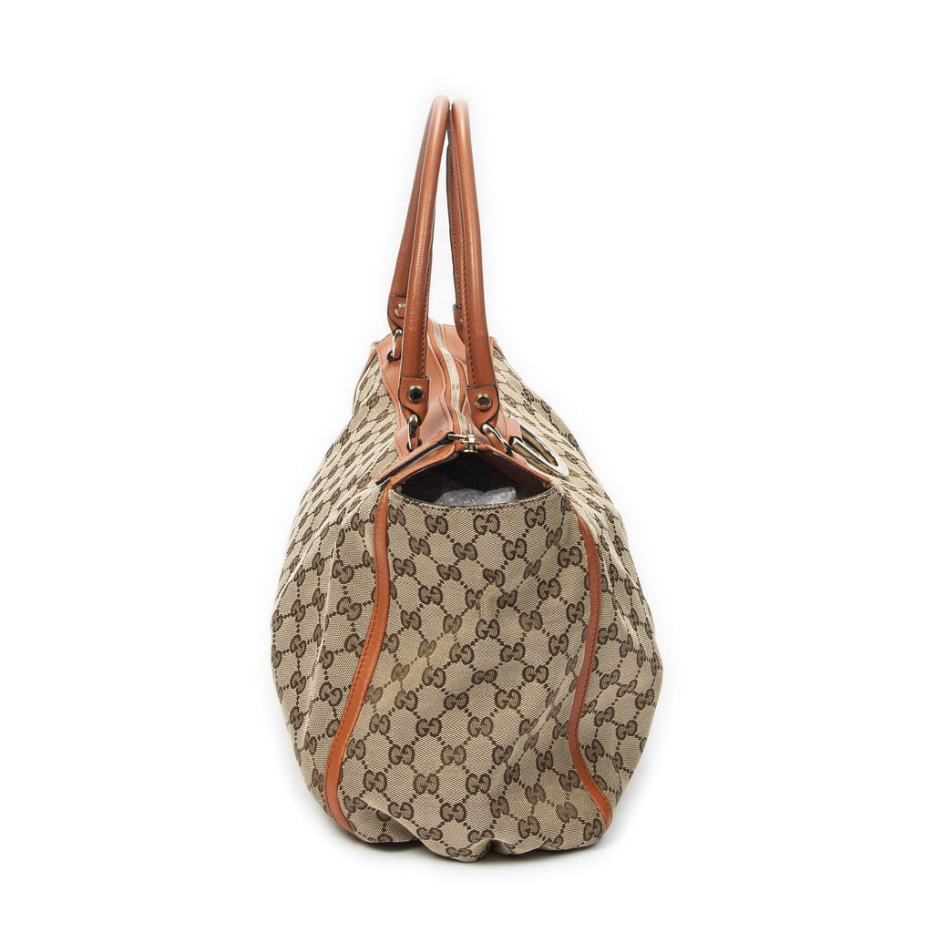Gucci Abbey D-ring Zip Tote Beige GG Canvas — view 4