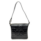 Chanel CC Square Zip Hobo Black Quilted Caviar Leather