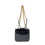 Saint Laurent Small Vicky Chain Crossbody Black Matelasse Wrinkled Patent — view 5