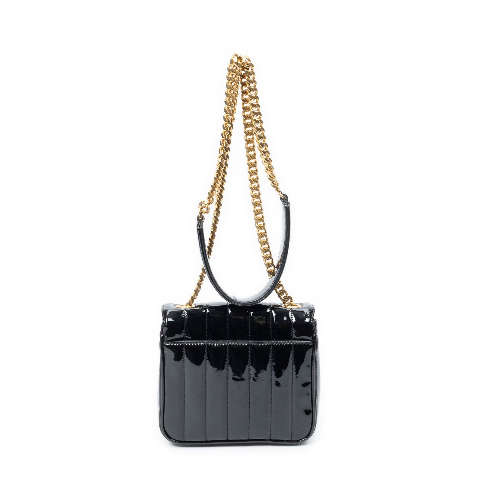 Saint Laurent Small Vicky Chain Crossbody Black Matelasse Wrinkled Patent — view 5
