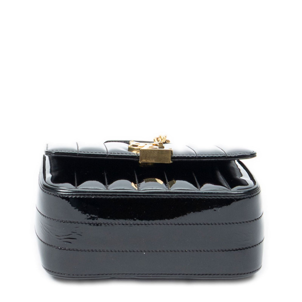 Saint Laurent Small Vicky Chain Crossbody Black Matelasse Wrinkled Patent — view 6